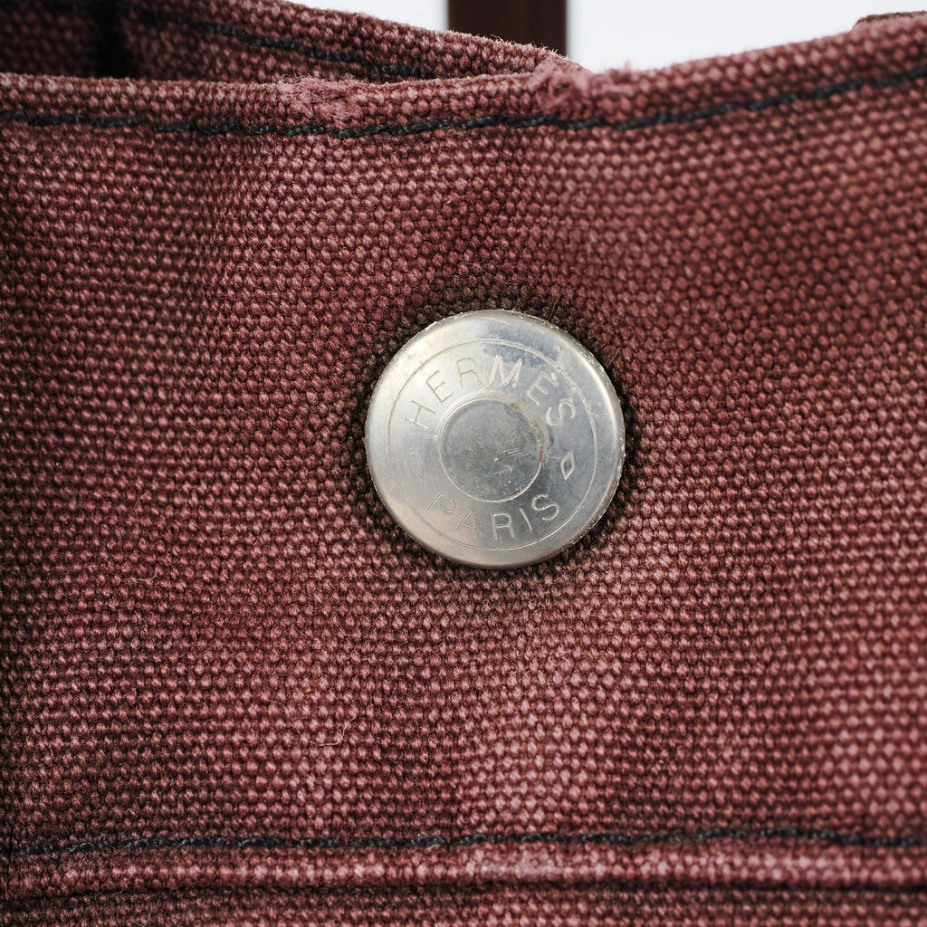 HERMÈS Paris Fourre Tout MM Black Red Cotton Canvas Tote Hand Bag 04A05825007