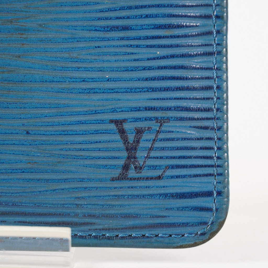 Louis Vuitton Epi De Poche Leather Pass Card Case Blue XY218