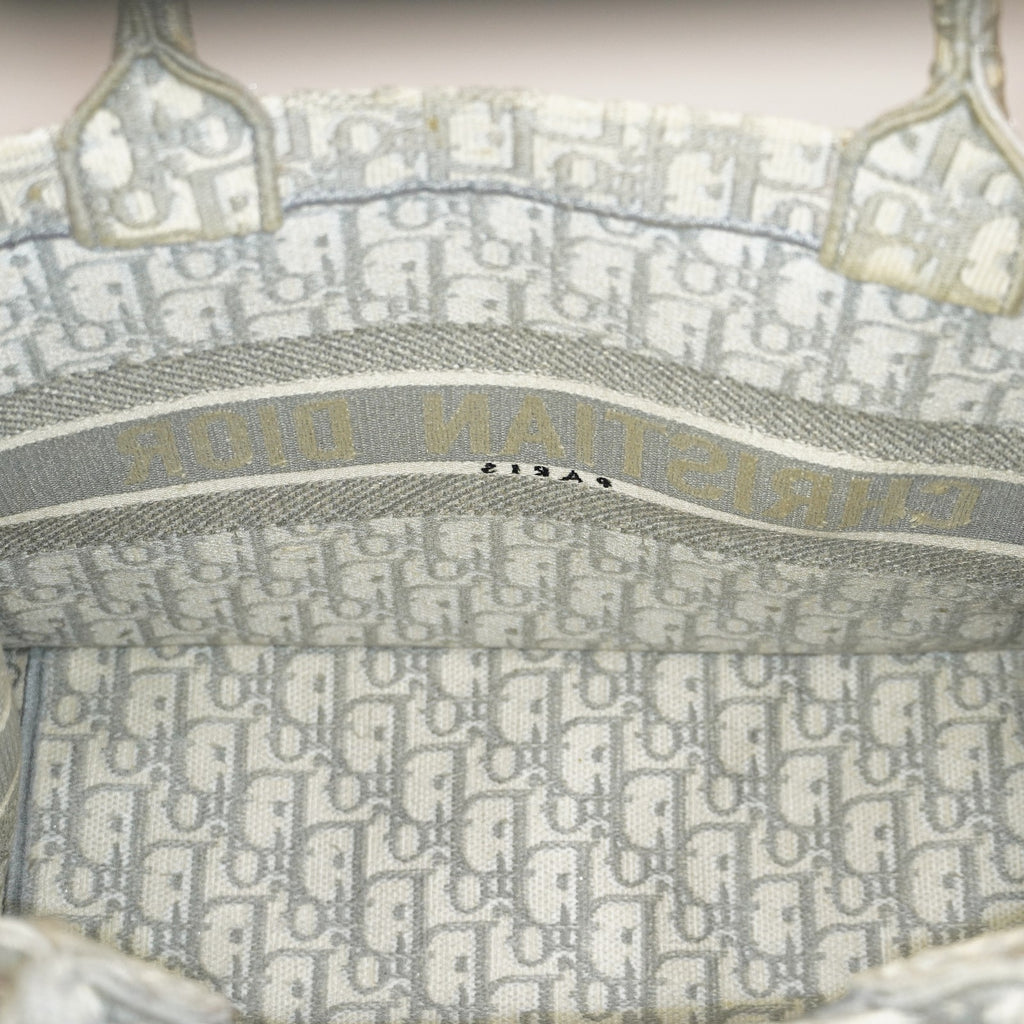 Christian Dior Book Tote Toile de Jouy Beige Gray Canvas Bag 02E207260003