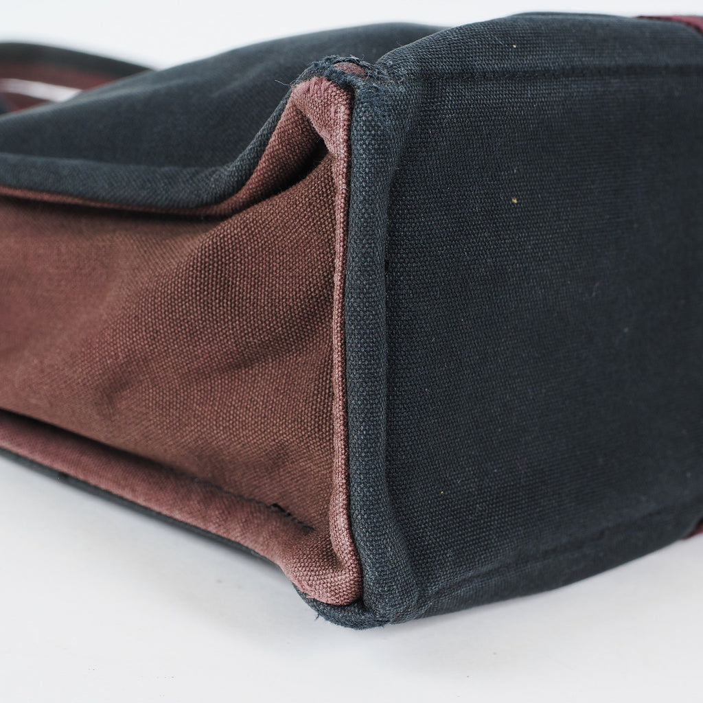 HERMÈS Paris Fourre Tout MM Black Red Cotton Canvas Tote Hand Bag 04A05825007