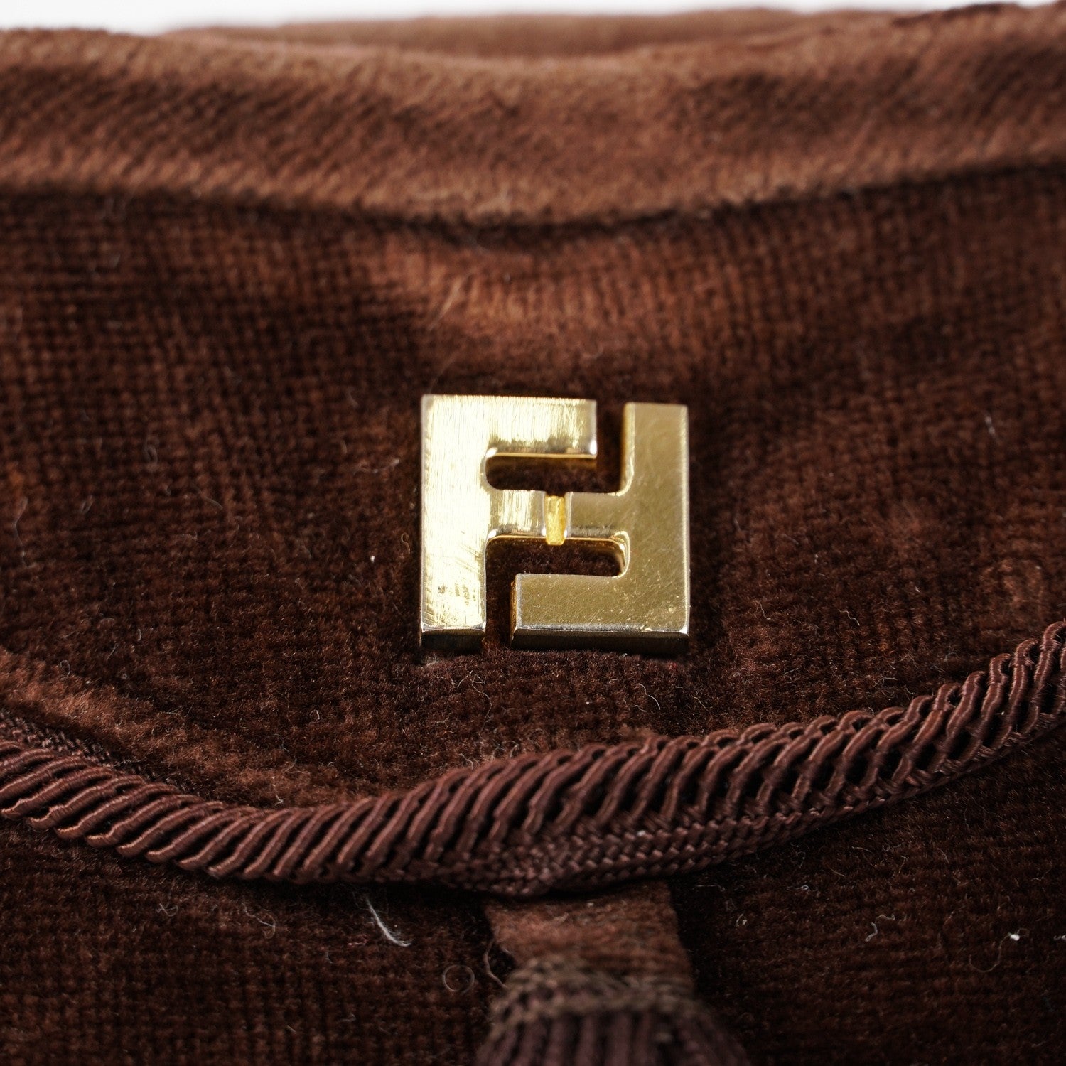 FENDI Zucca Suede Pouch Bag Handbag Brown canvas Women XY187