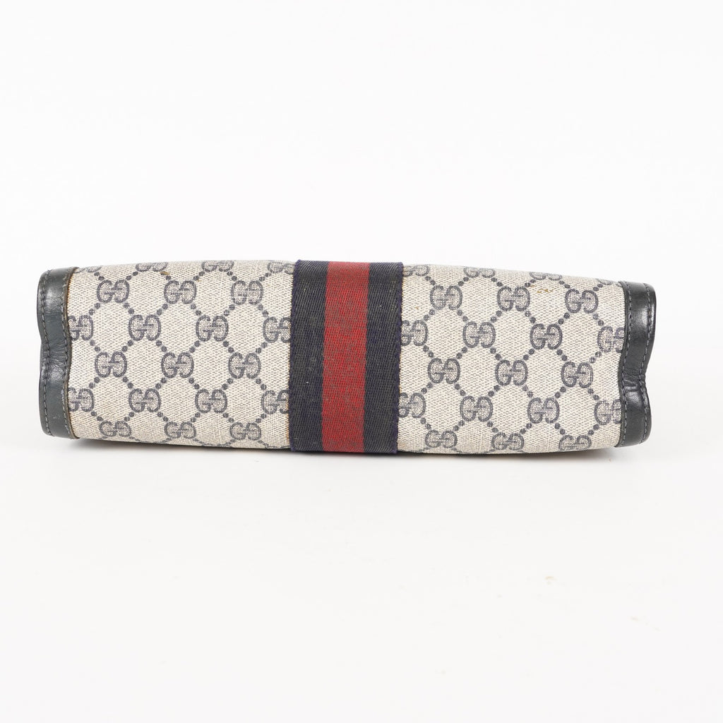 VINTAGE GUCCI Clutch Bag GG Sherry Line Navy 05M02846425