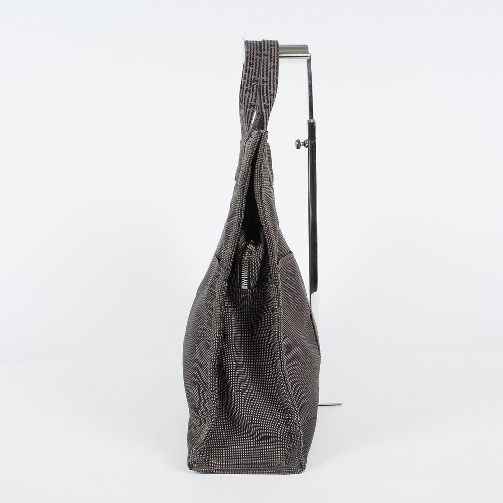 HERMES Herline MM Hand Tote Bag 100951M Nylon canvas Gray 04A20825007