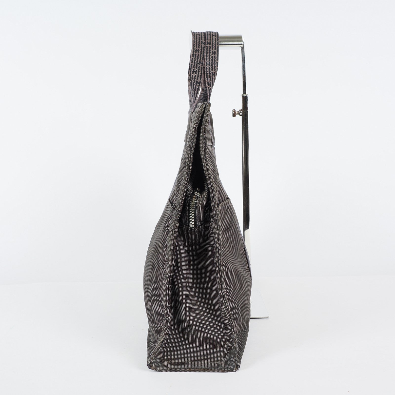 HERMES Herline MM Hand Tote Bag 100951M Nylon canvas Gray 04A20825007