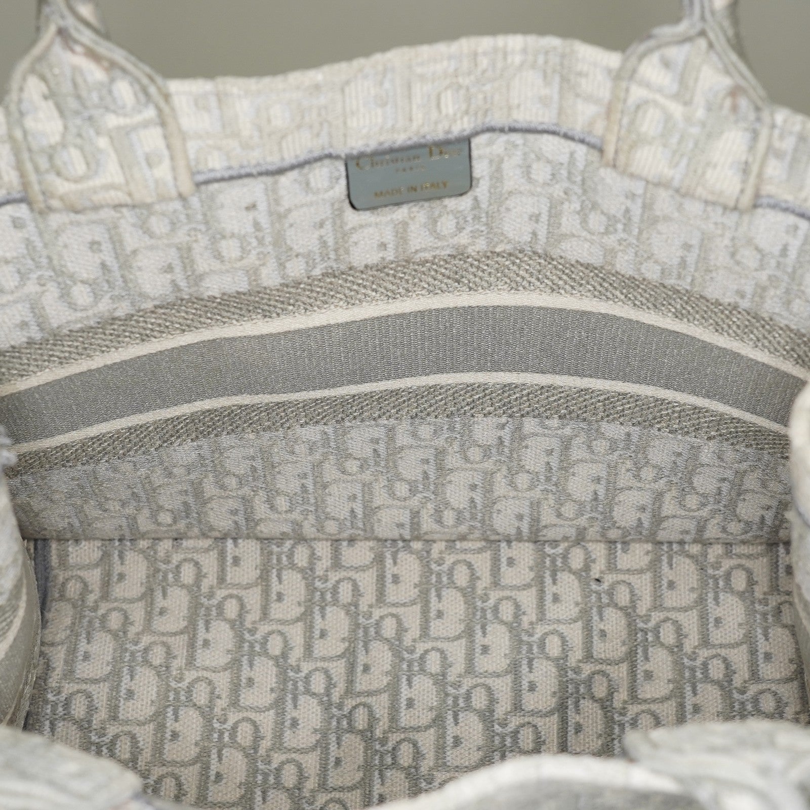 Christian Dior Book Tote Toile de Jouy Beige Gray Canvas Bag used 02E207260003