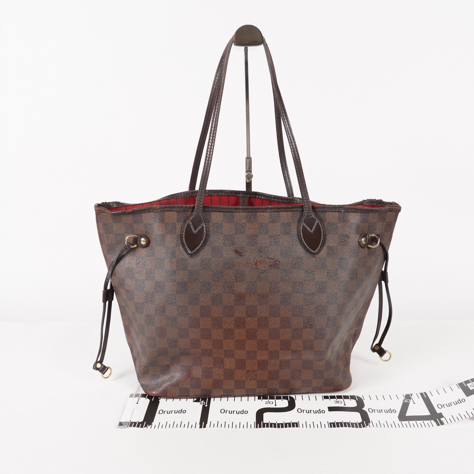 Louis Vuitton Neverfull MM Damier Ebene Red Interior Tote 05E053410016