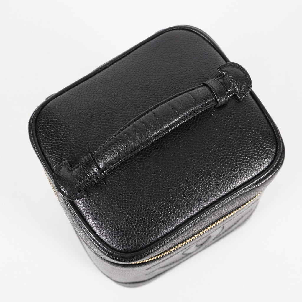 Chanel Vanity Cosmetic Case Black Caviar Leather Bag 05E597040016