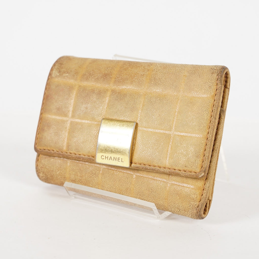 CHANEL Chocolate Bar Lambskin Camel Wallet XY199