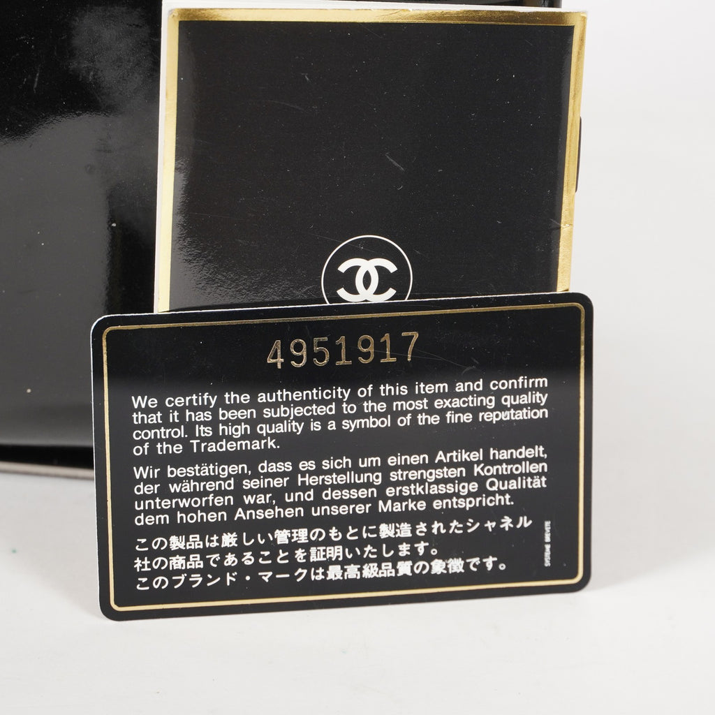 CHANEL CC Logo Chain Shoulder Tote Bag Patent Leather Black Vintage 03E255170011