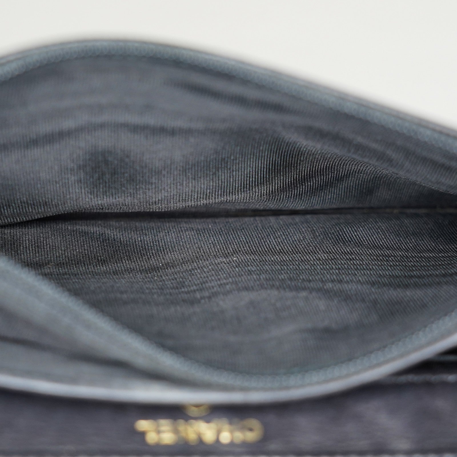 Chanel Coco Mark Shoulder Chain Wallet Black Women's Enamel 05E294730016