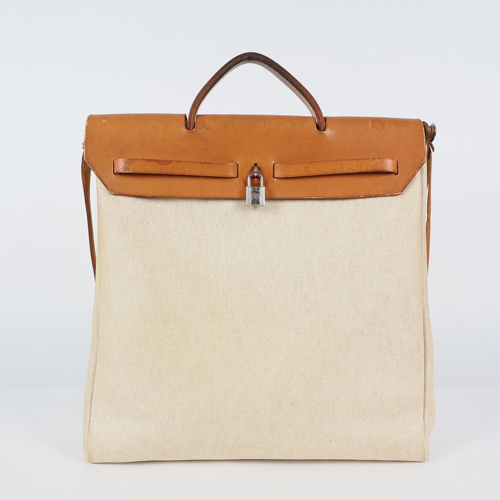 Hermes Herbag MM Handbags Leather White 04A044633207