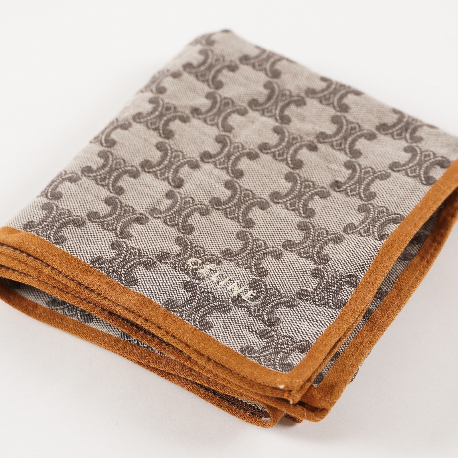 CELINE Logo Cotton Scarf Scarves Pocket Square XY206