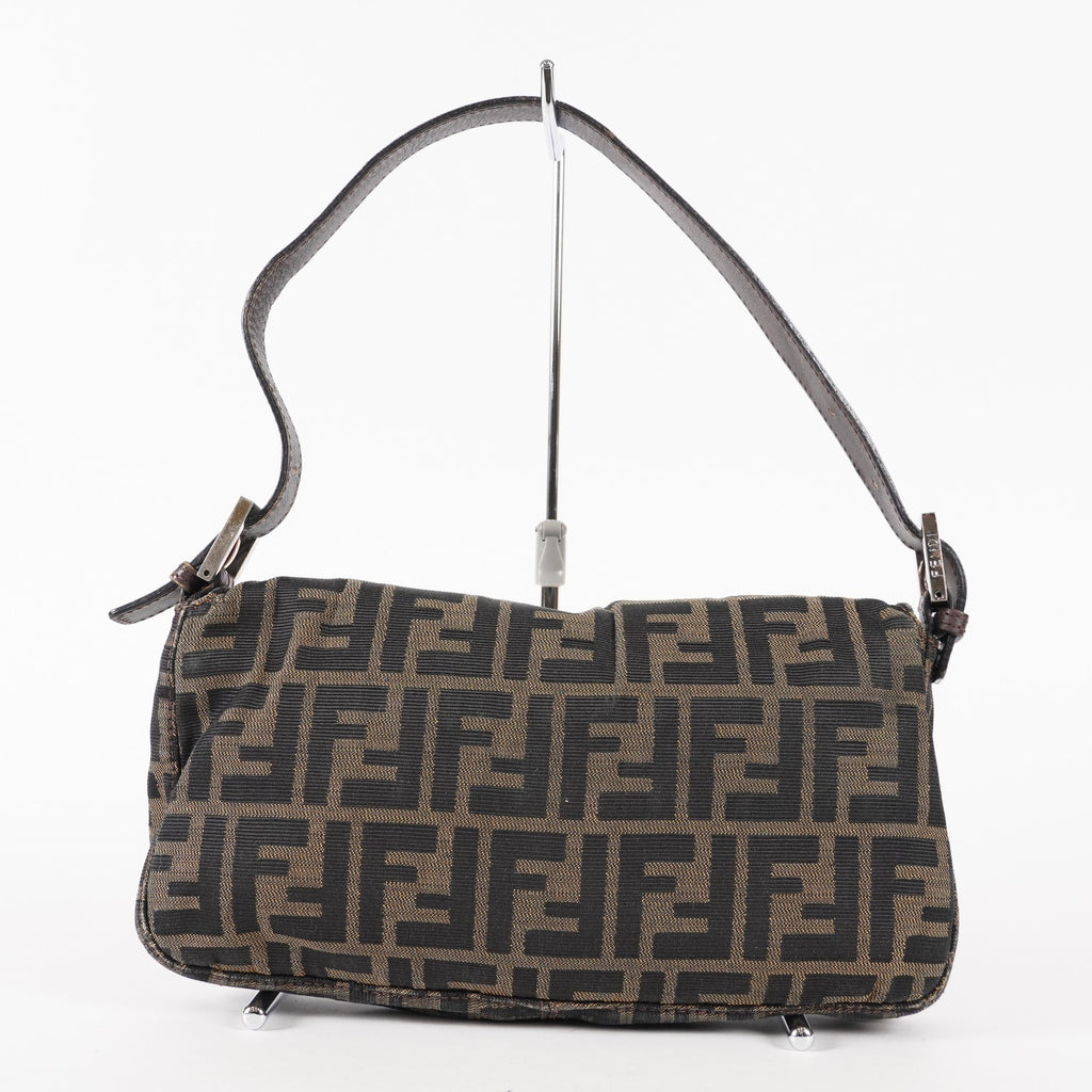 FENDI Zucca Mamma Baguette Shoulder Bag Canvas Leather Brown 02E0214410018