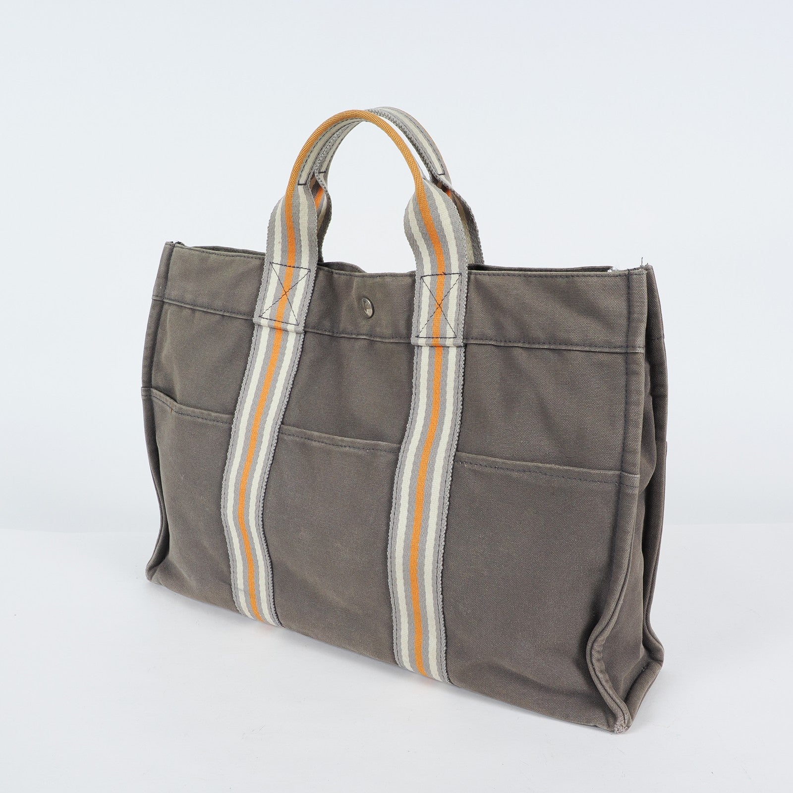 HERMES Fourre Tout Tote PM - Gray Cream Orange Canvas None Tote Bag 04A09825007