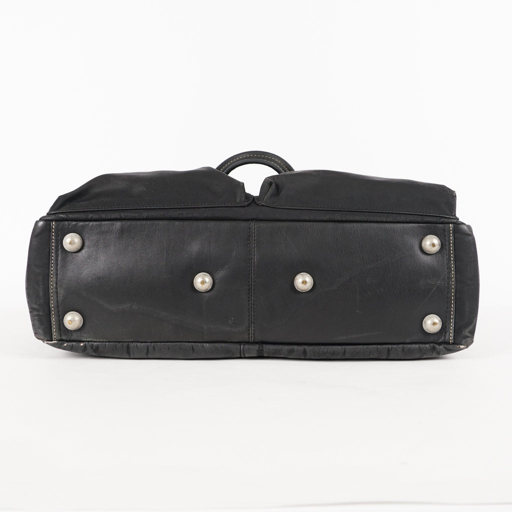 Coach Varick Briefcase Business Bag Brown Nylon Leather Tablet Laptop XY90
