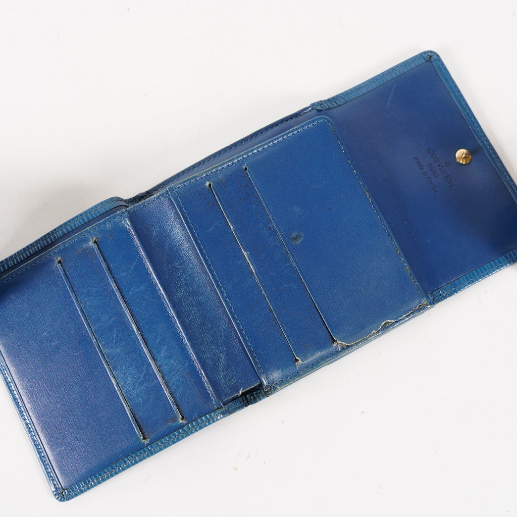 Louis Vuitton Blue Epi Leather Elise Compact Wallet  XY215