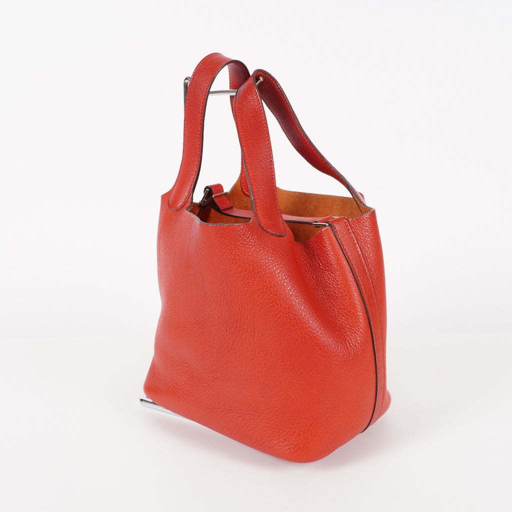 Hermes Picotin Lock PM Red ClemenceLeather Silver Hardware 05E3318150016