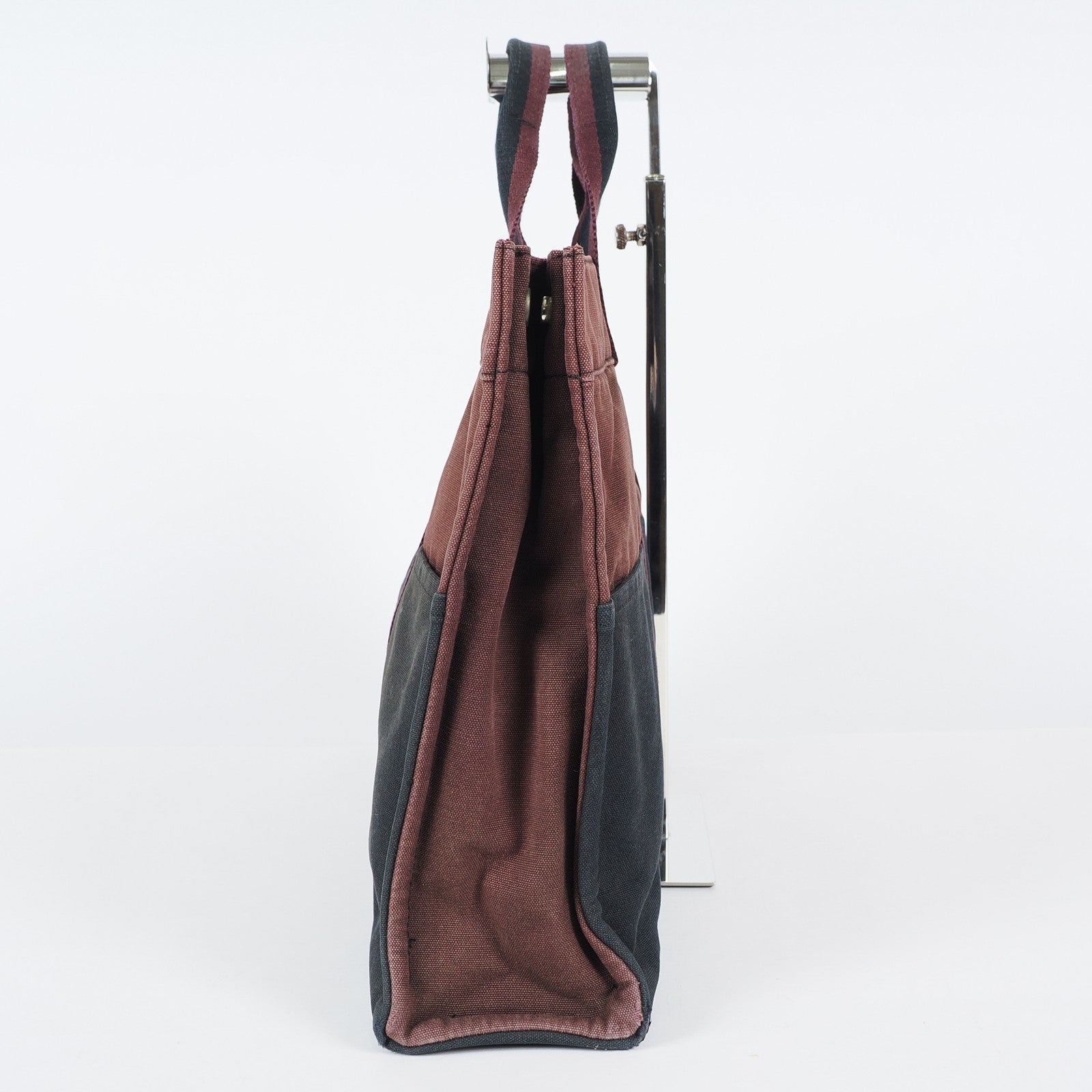 HERMÈS Paris Fourre Tout MM Black Red Cotton Canvas Tote Hand Bag 04A05825007