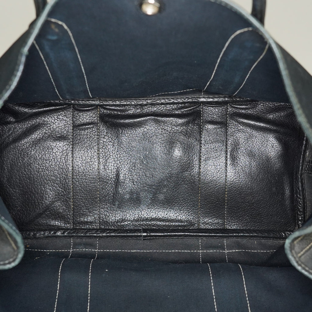 Hermes Garden Party 30 TPM Handbag Tote Leather Canvas Black 05E024290016