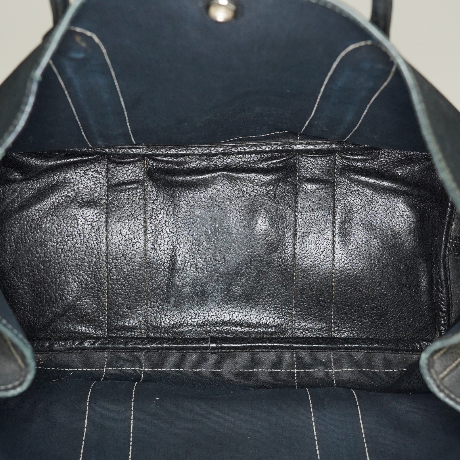 Hermes Garden Party 30 TPM Handbag Tote Leather Canvas Black 05E024290016