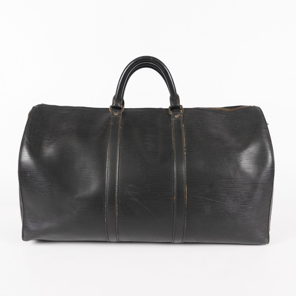 LOUIS VUITTON Epi Keepall 50 Boston Bag Black M42962 LV Auth 05E173960016