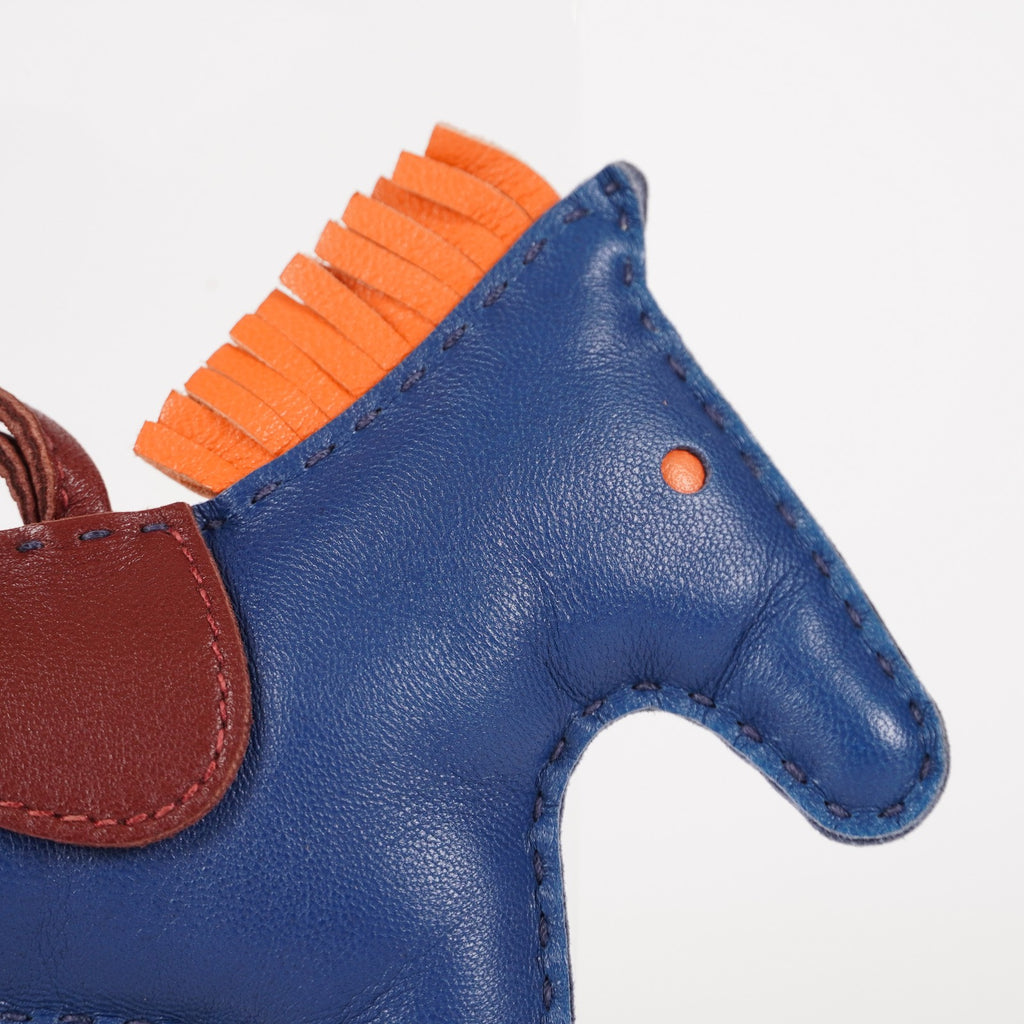 AUTH HERMES RODEO BAG CHARM BLUE AZTEC BLEU ELECTRIQUE FAUVE 05E183410029
