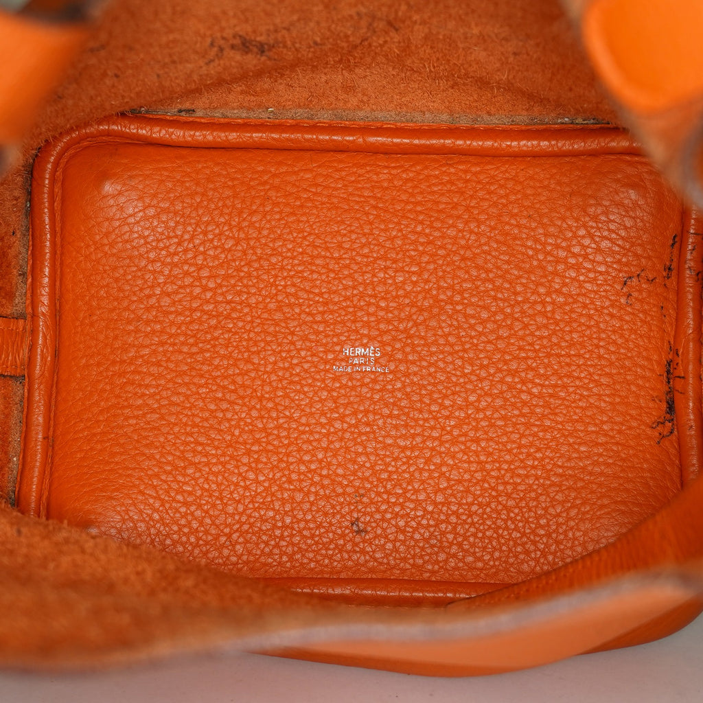 HERMES Picotin PM 18 Taurillon Clemence Orange Handbag Bag 05E0119250016