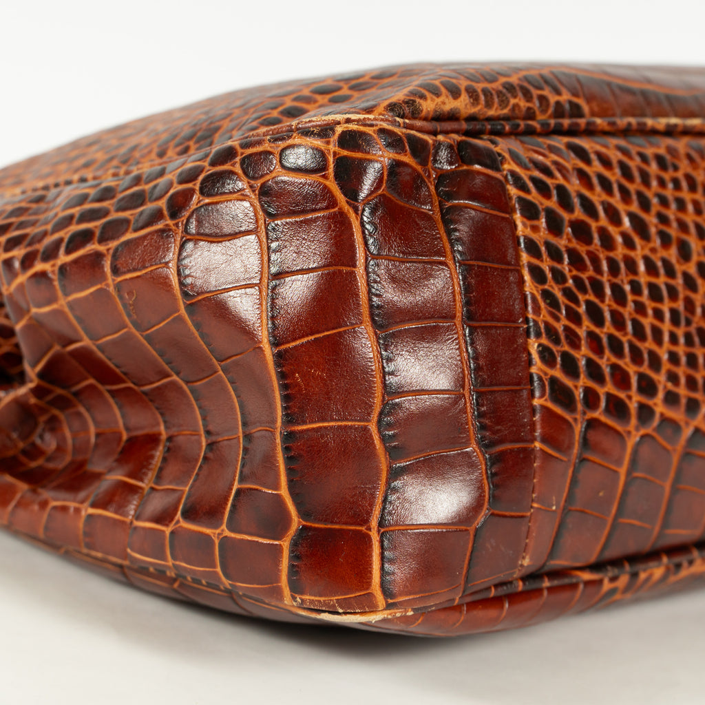 Longchamp leather Tote Bag Brown Shiny finish Medium Elegant 25306352632