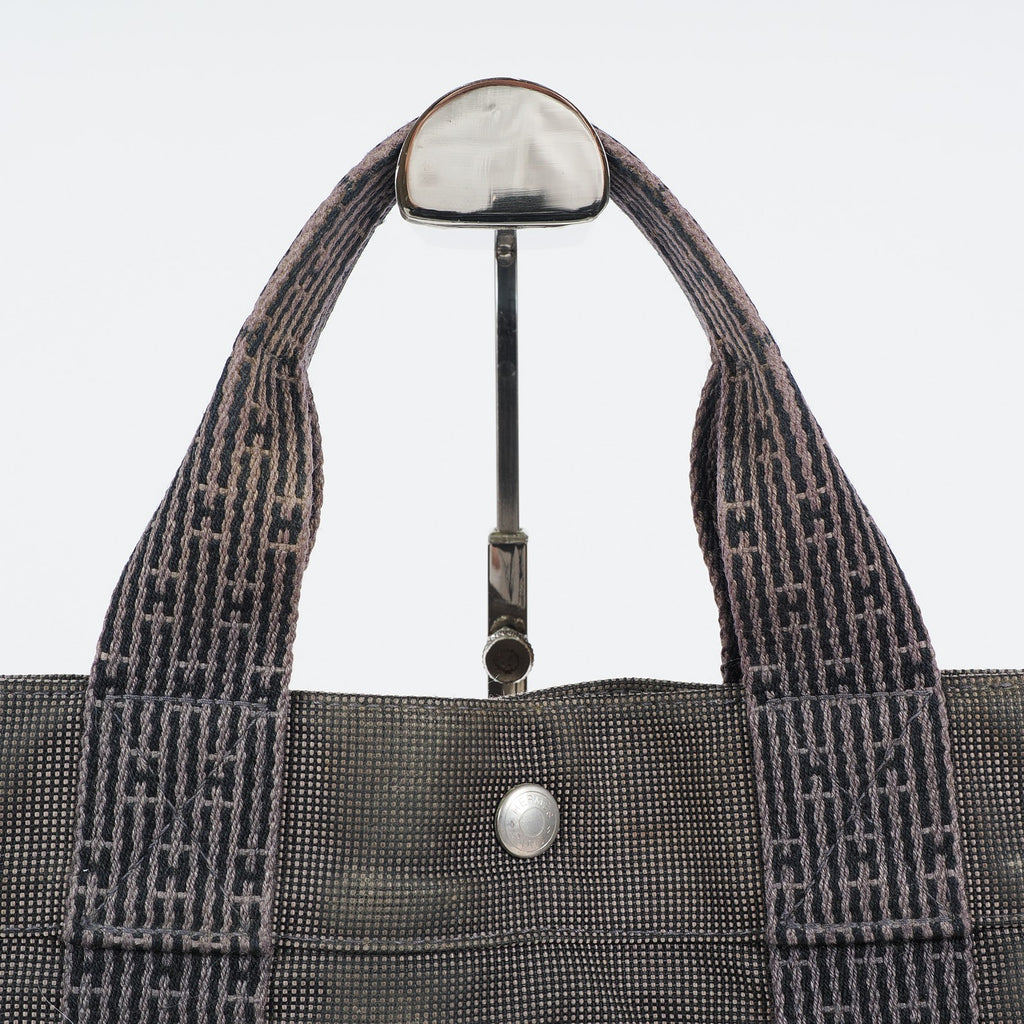 HERMES Herline MM Hand Tote Bag 100951M Nylon canvas Gray 04A20825007