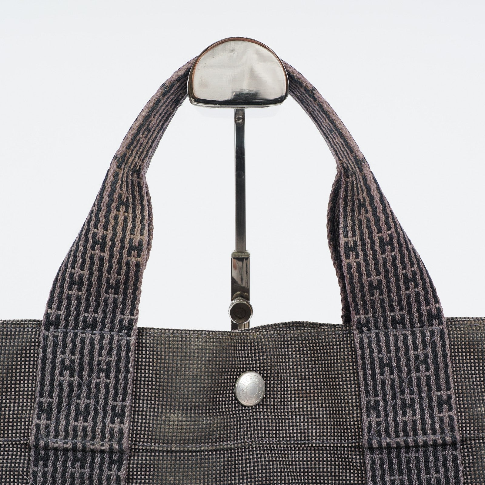 HERMES Herline MM Hand Tote Bag 100951M Nylon canvas Gray 04A20825007