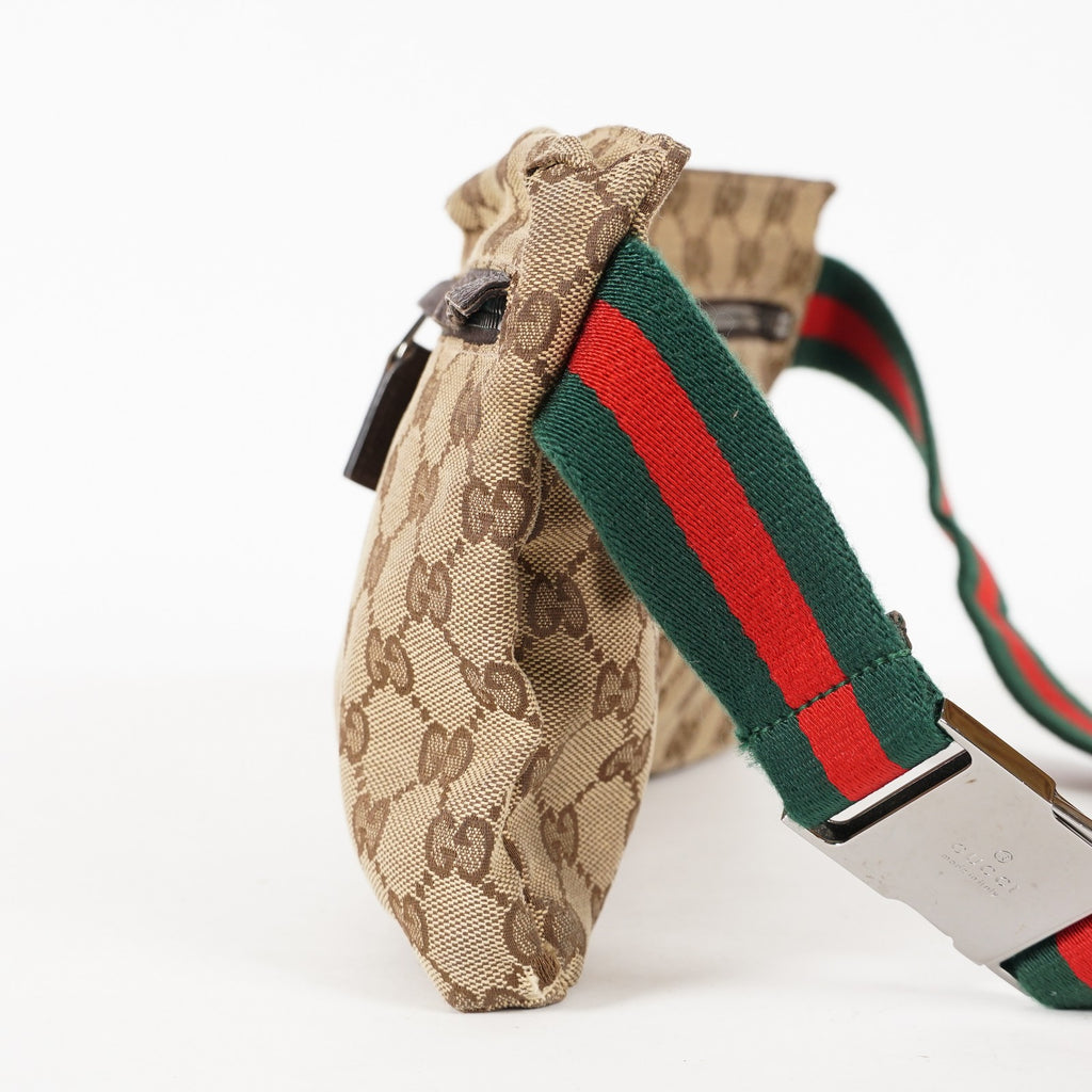 Auth GUCCI GG canvas Fanny Pack Bum Bag waist pouch sherry line 01E072970021
