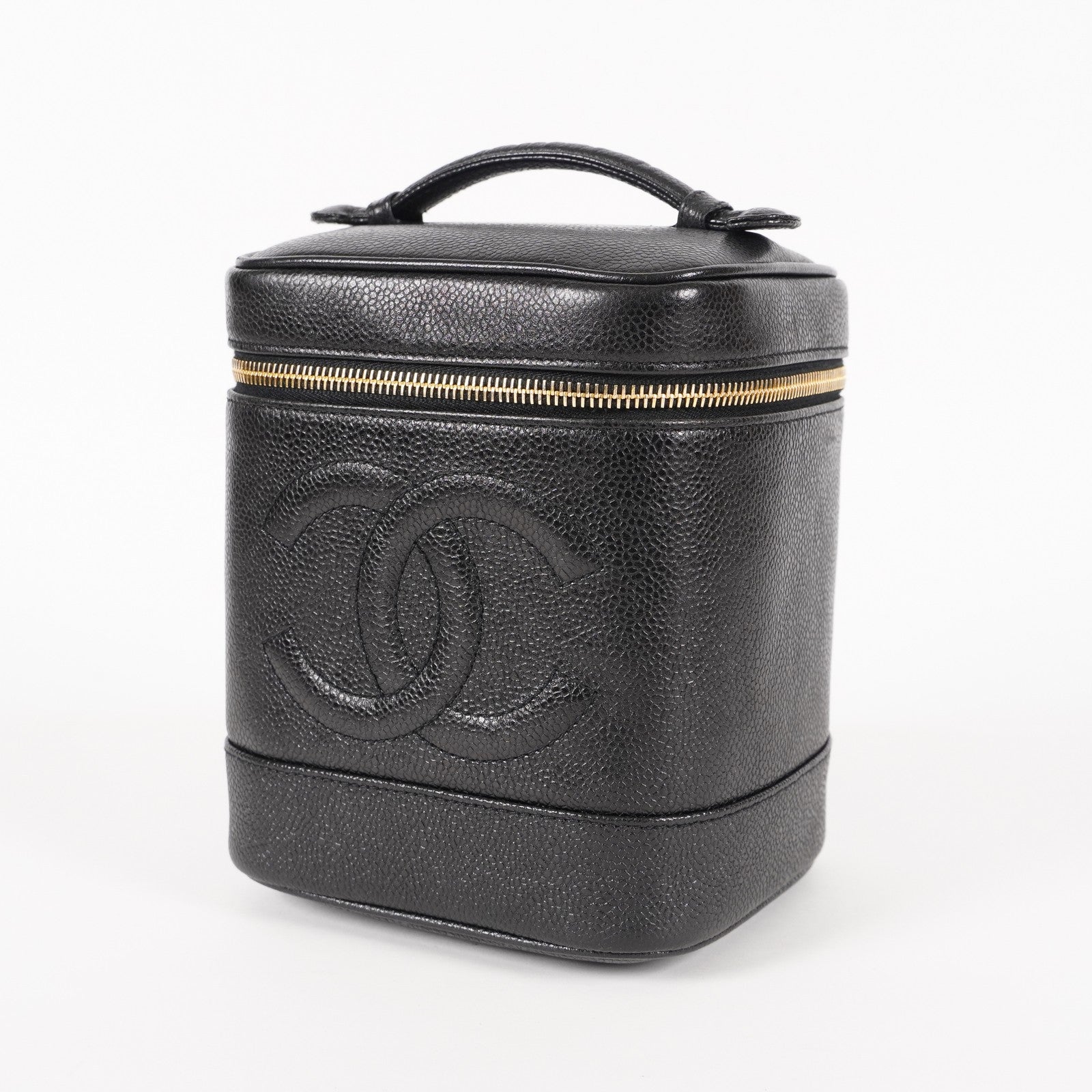Chanel Vanity Cosmetic Case Black Caviar Leather Bag 05E597040016