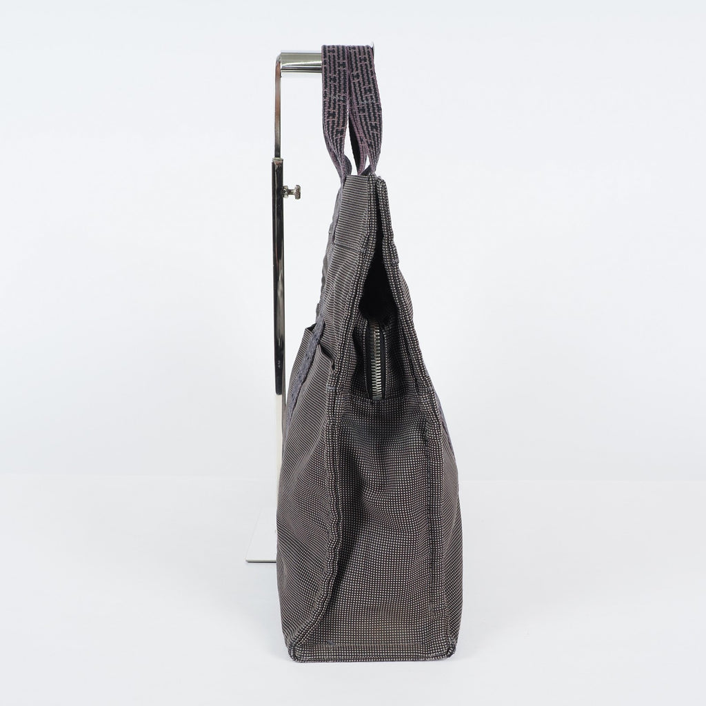 Hermes Fourre Tout Canvas Tote Bag Handbag Satchel Black Grey 04T011199017