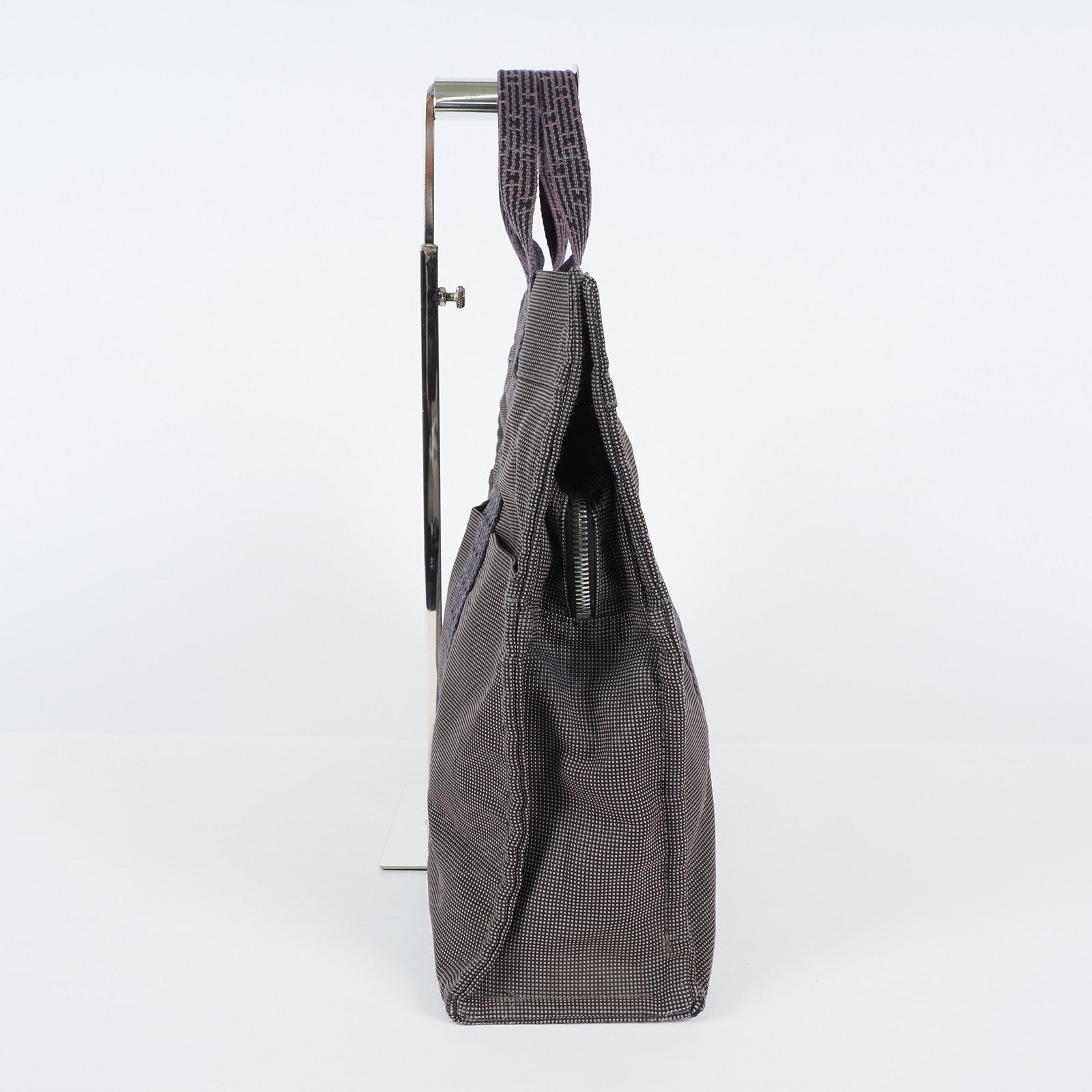 Hermes Fourre Tout Canvas Tote Bag Handbag Satchel Black Grey 04T011199017