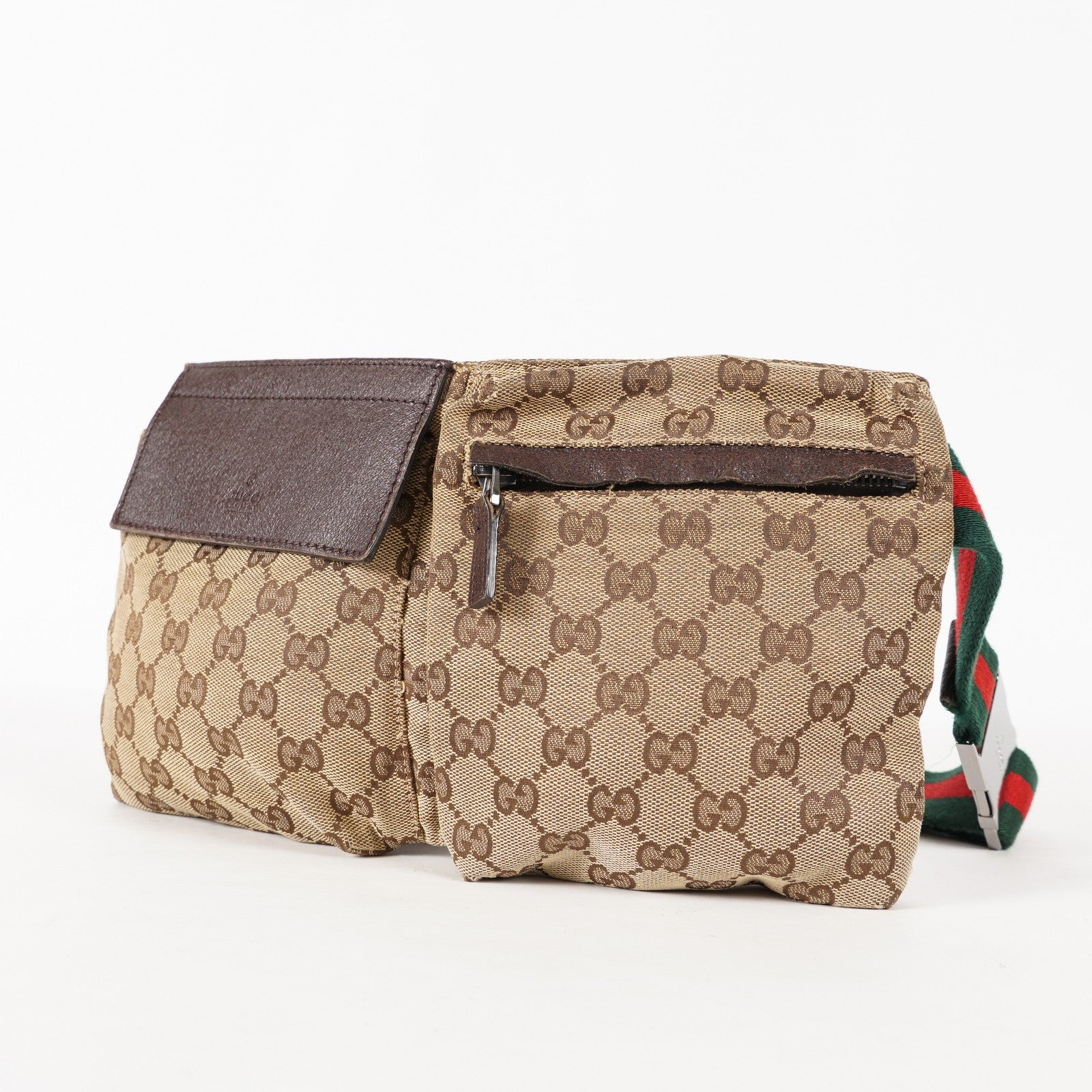 Auth GUCCI GG canvas Fanny Pack Bum Bag waist pouch sherry line 01E072970021