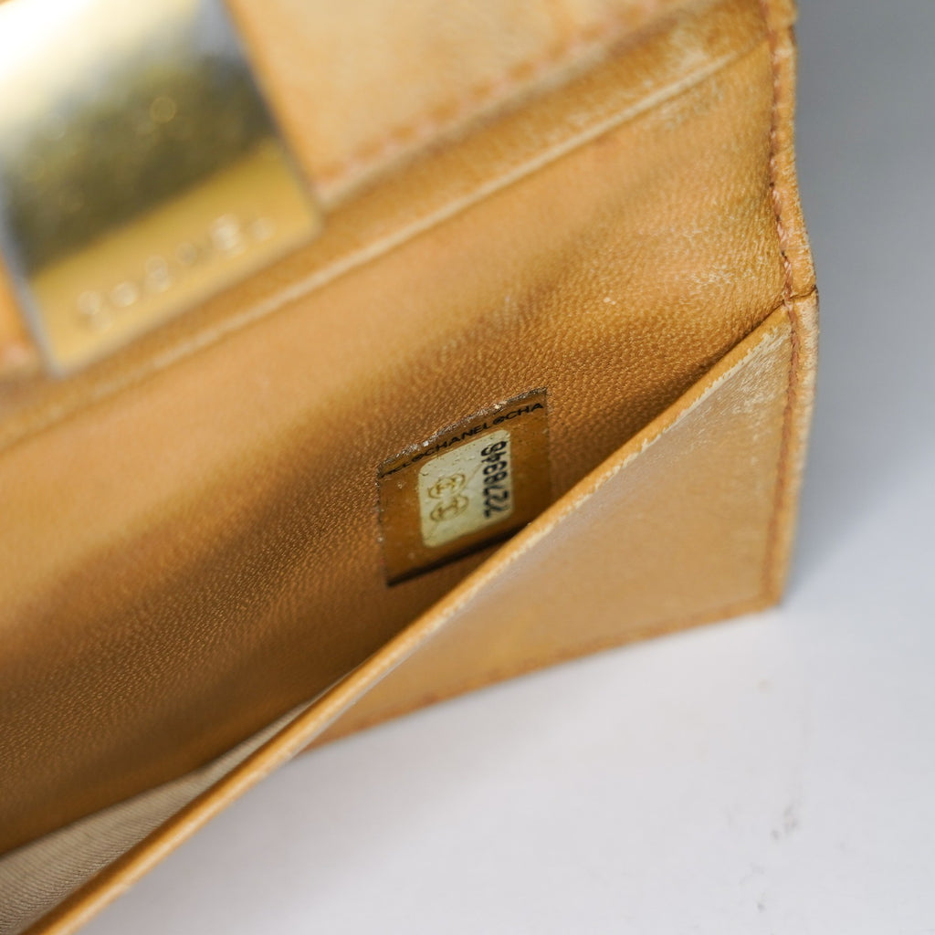 CHANEL Chocolate Bar Lambskin Camel Wallet XY199