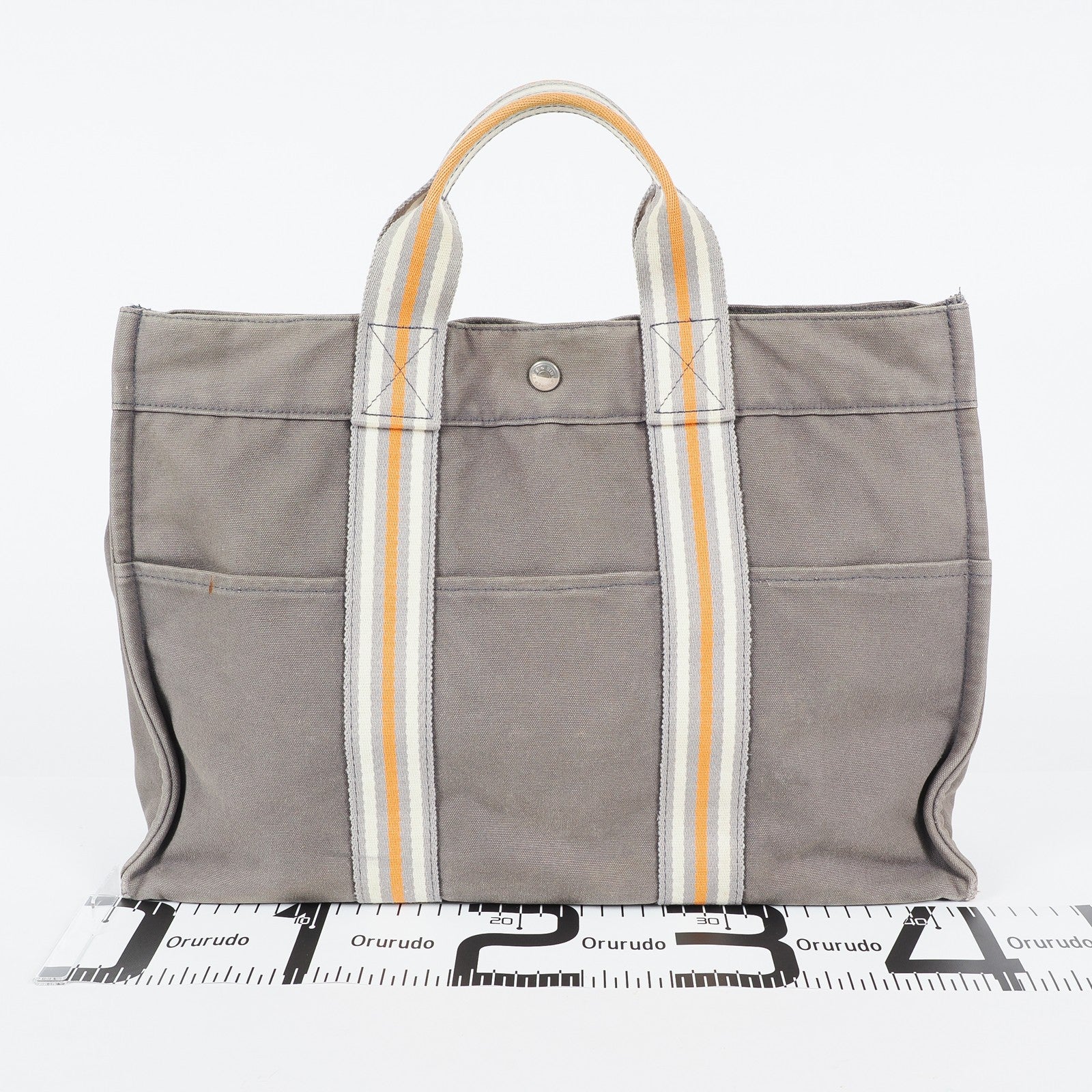 HERMES Fourre Tout Tote PM - Gray Cream Orange Canvas None Tote Bag 04A09825007
