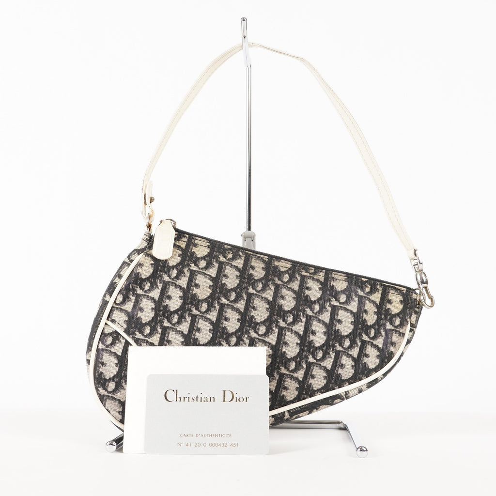  CHRISTIAN DIOR Monogram Mini Saddle Pochette Navy/Black 01E215720008