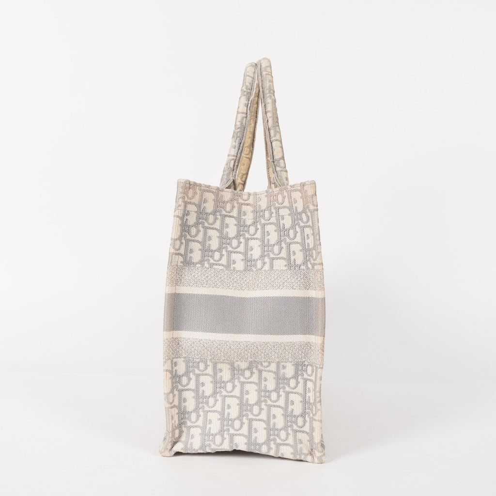 Christian Dior Book Tote Toile de Jouy Beige Gray Canvas Bag 02E207260003