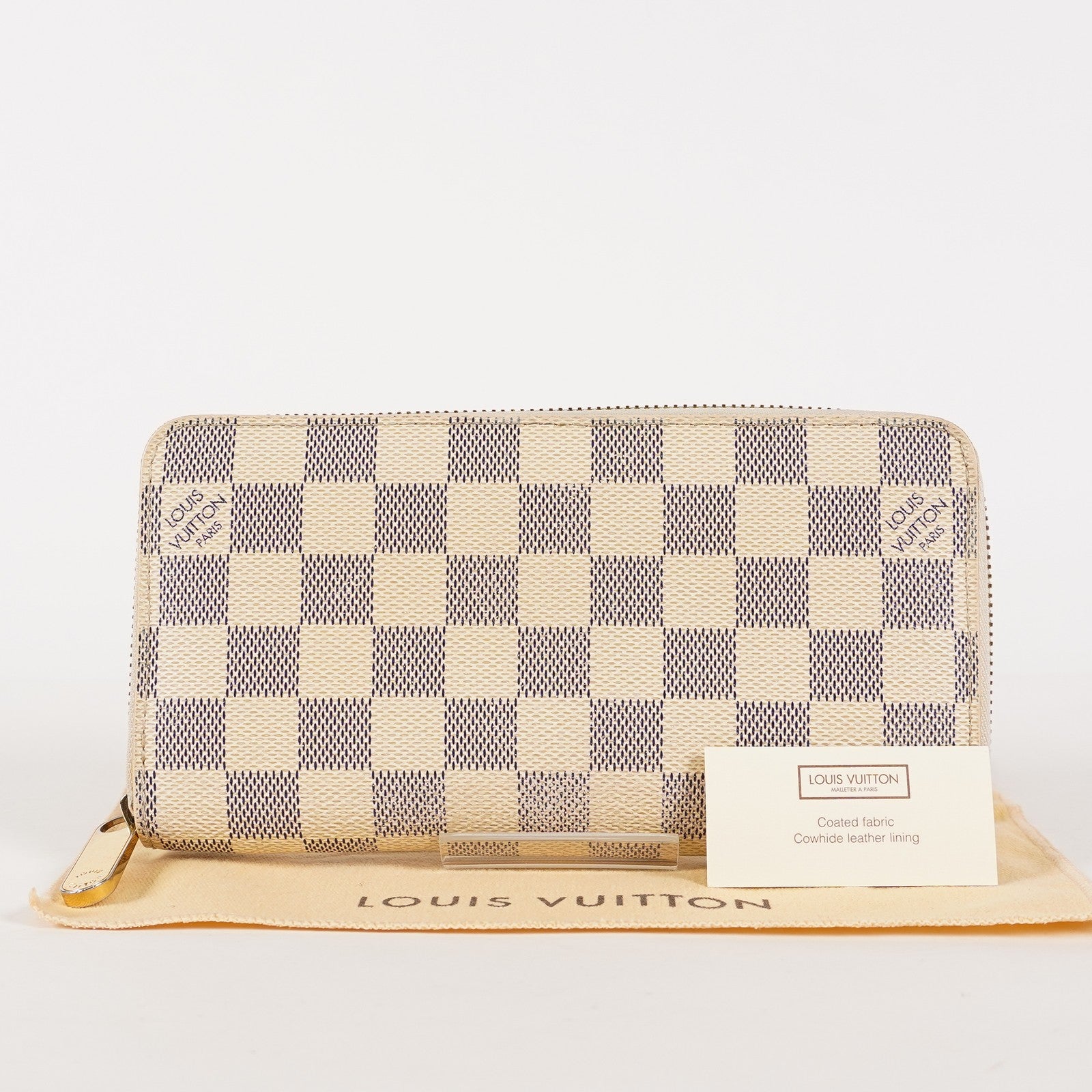 Louis Vuitton Zippy Wallet Damier Azur White Round Long PVC vintage 03T082000009