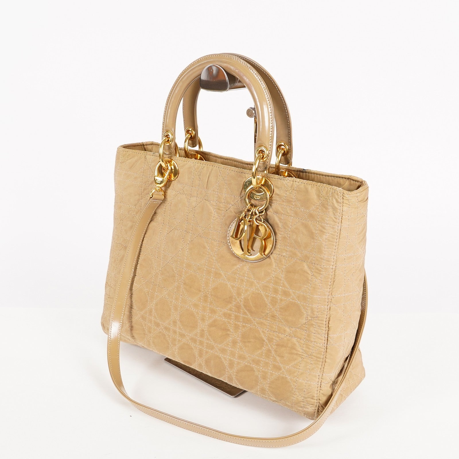 Christian Dior Vintage Lady Dior Bag Cannage Quilt Nylon Medium 02A083946805