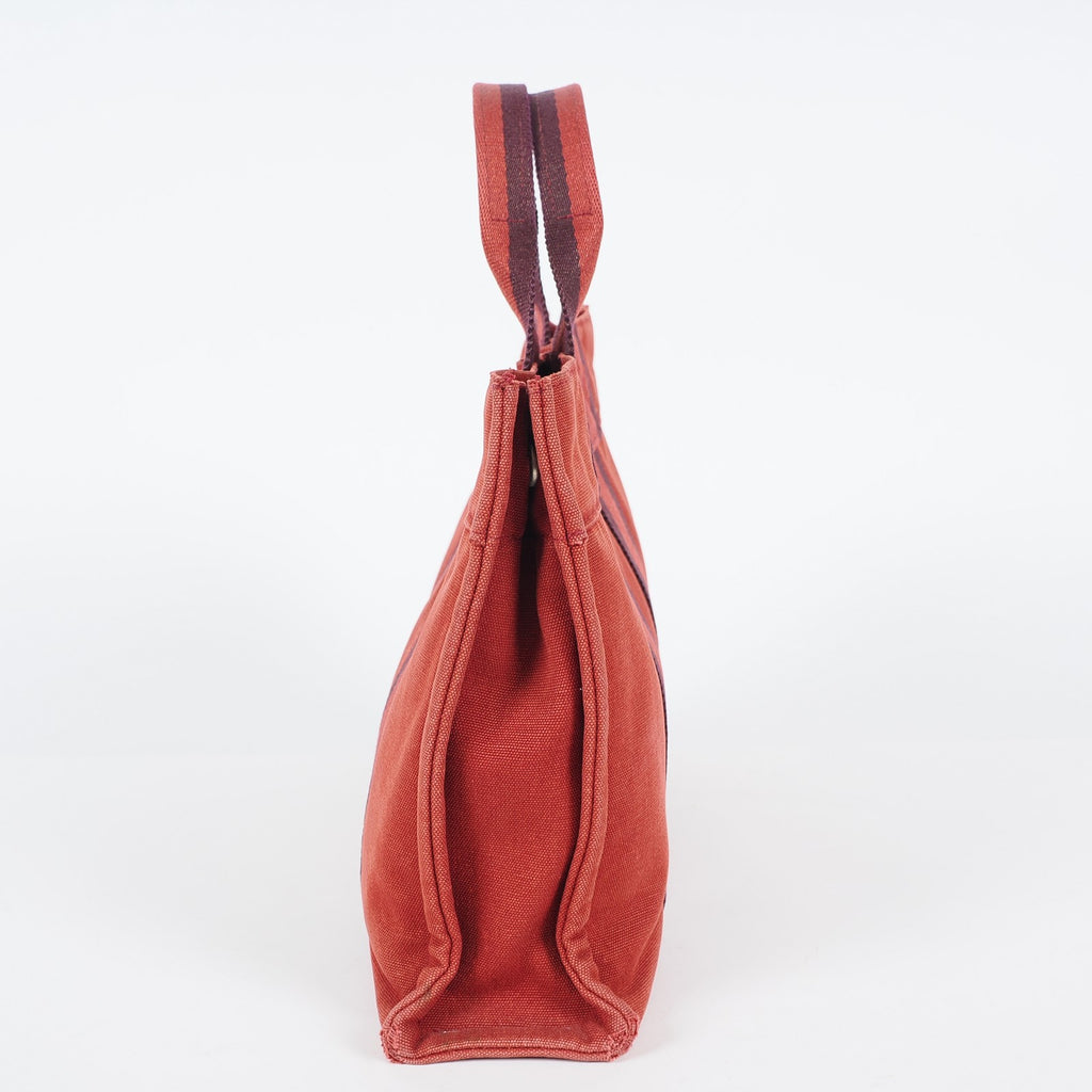 Authentic Hermes Fourre Tout PM Bordeaux Red Canvas Small Tote 04A07825007