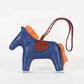 AUTH HERMES RODEO BAG CHARM BLUE AZTEC BLEU ELECTRIQUE FAUVE 05E183410029