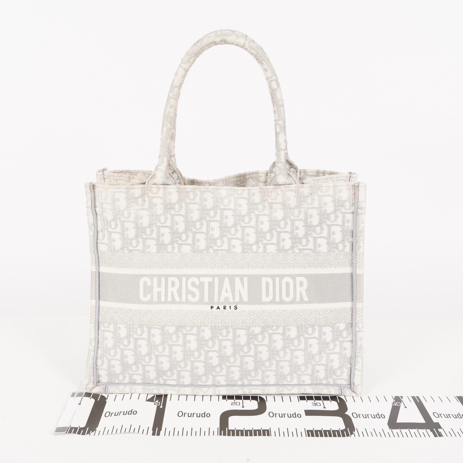Christian Dior Book Tote Toile de Jouy Beige Gray Canvas Bag used 02E207260003