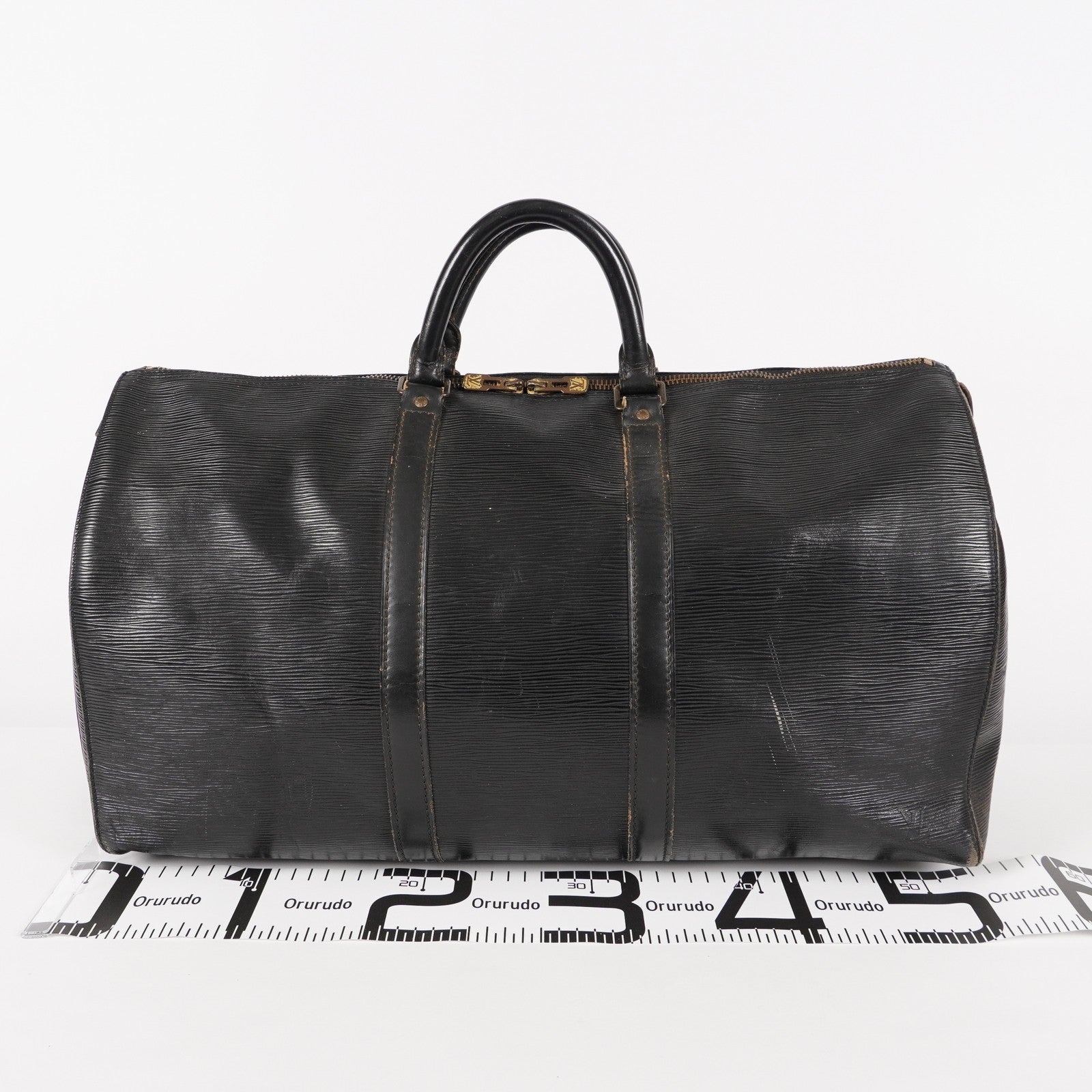 LOUIS VUITTON Epi Keepall 50 Boston Bag Black M42962 LV Auth 05E173960016