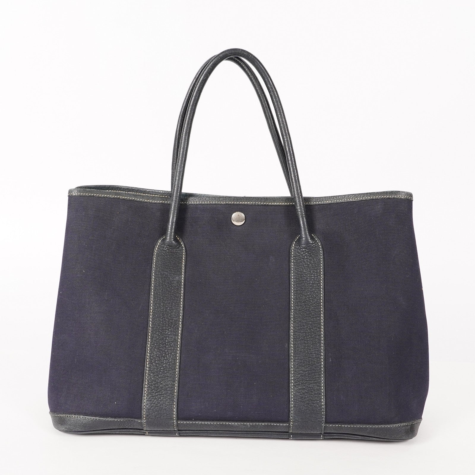 Authentic Hermes Garden Party MM Canvas Leather Tote Bag  02E056820003