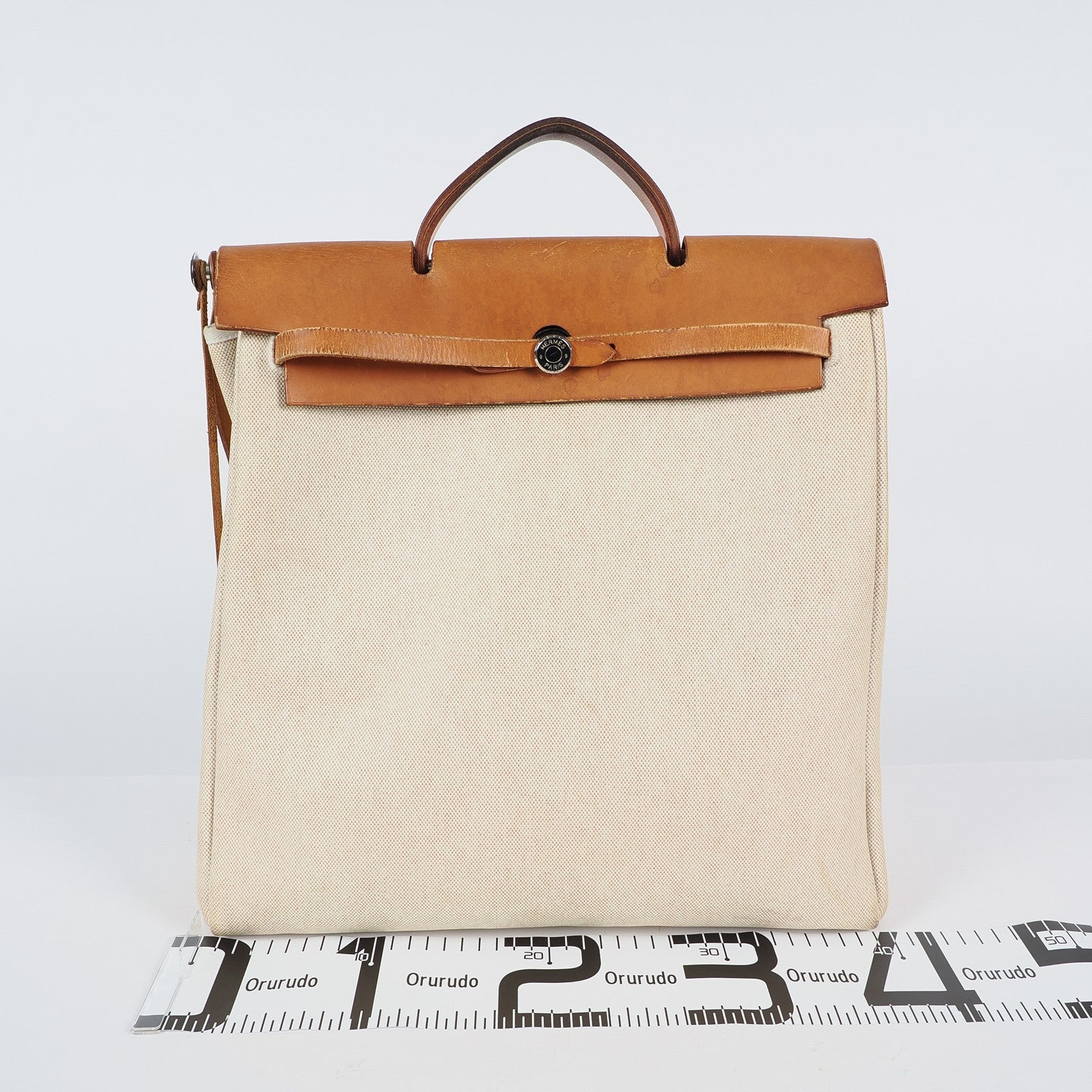 Hermes Herbag MM Handbags Leather White 04A044633207