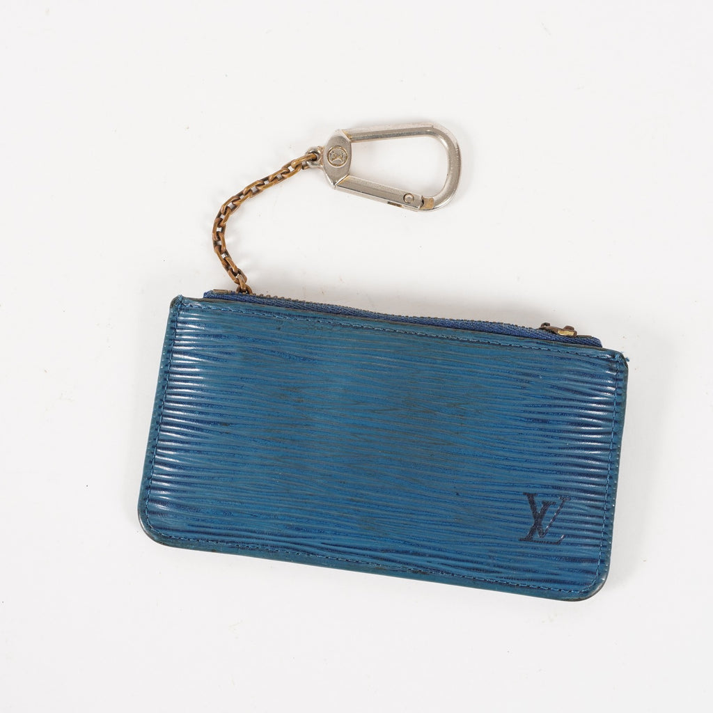 Louis Vuitton Epi De Poche Leather Pass Card Case Blue XY218