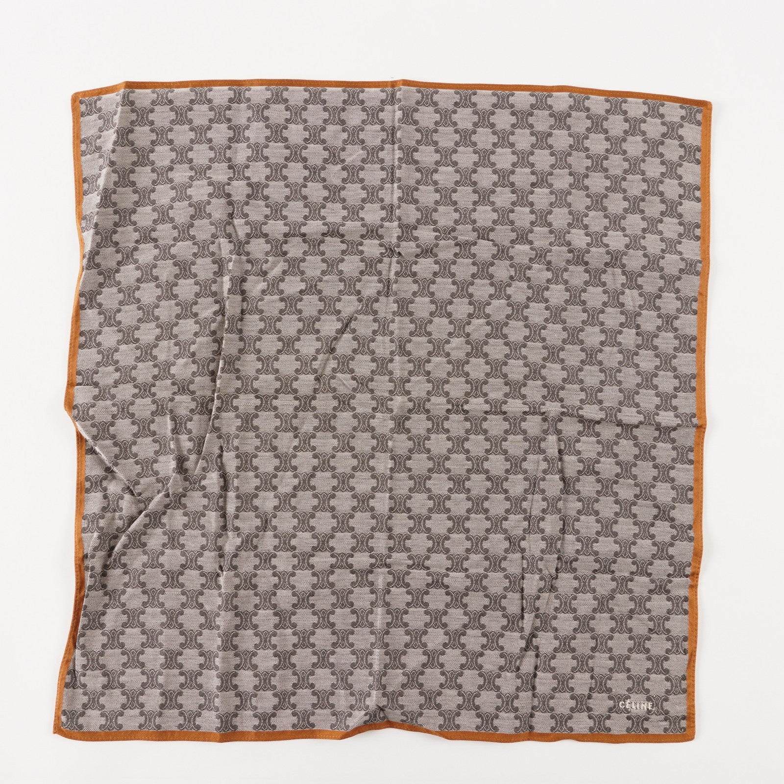 CELINE Logo Cotton Scarf Scarves Pocket Square XY206