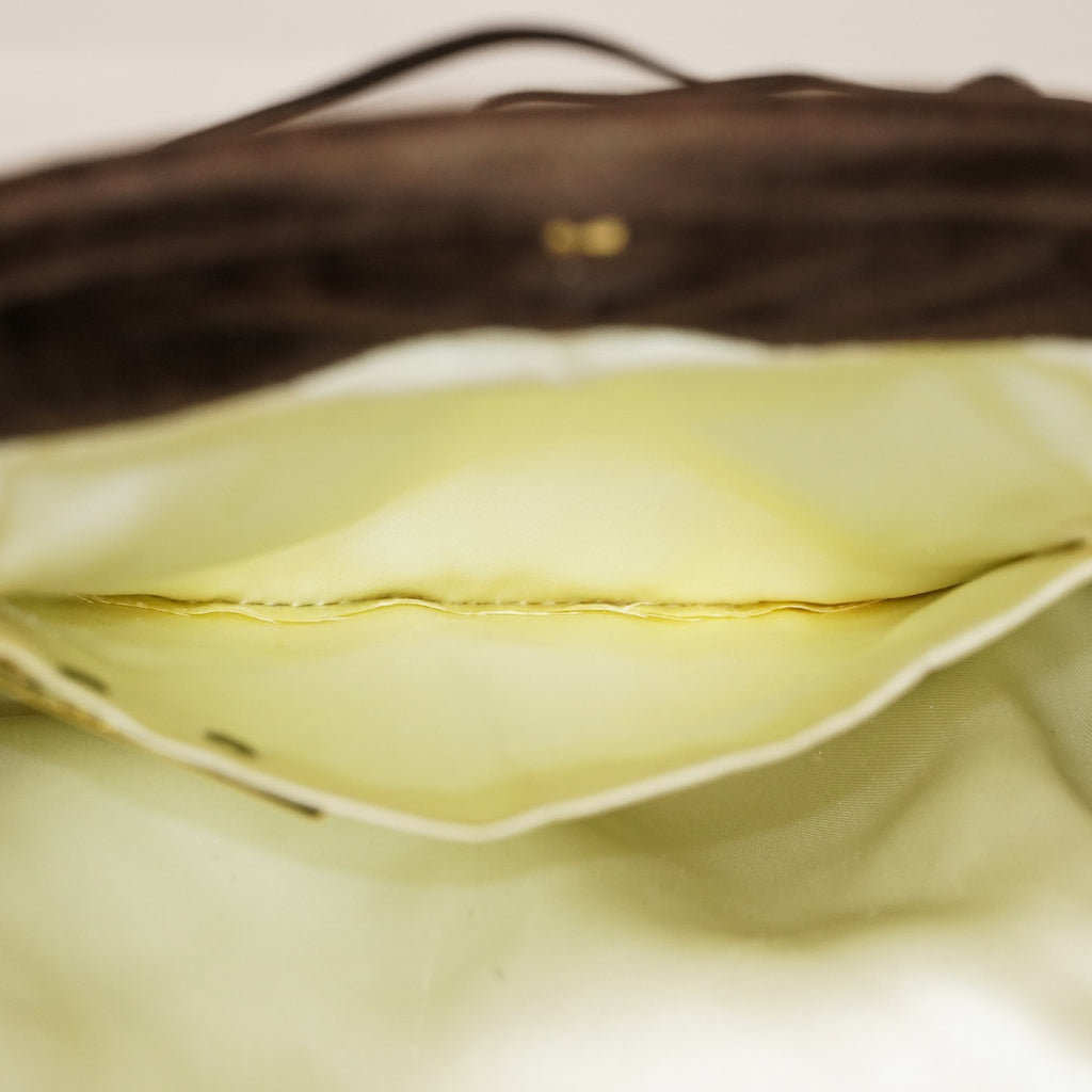 FENDI Zucca Suede Pouch Bag Handbag Brown canvas Women XY187